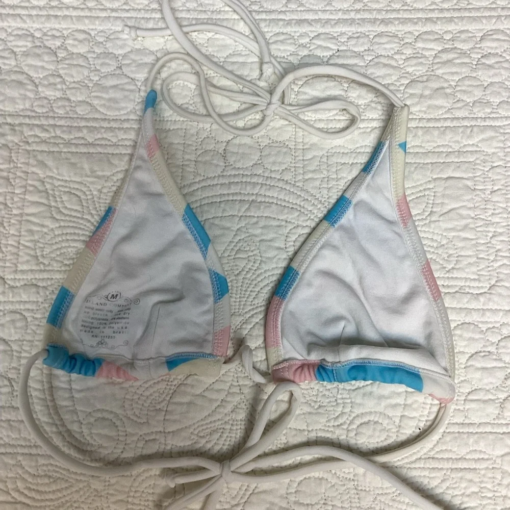 Island‎ Company Bikini Top Women’s Size Medium Pink Blue Ivory Geometric Pattern